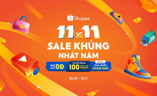 Cơ hội trúng 100 xe máy điện VinFast khi mua sắm trên Shopee 11.11