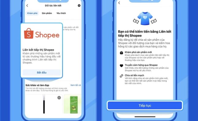 Shopee mở affiliate trên Facebook