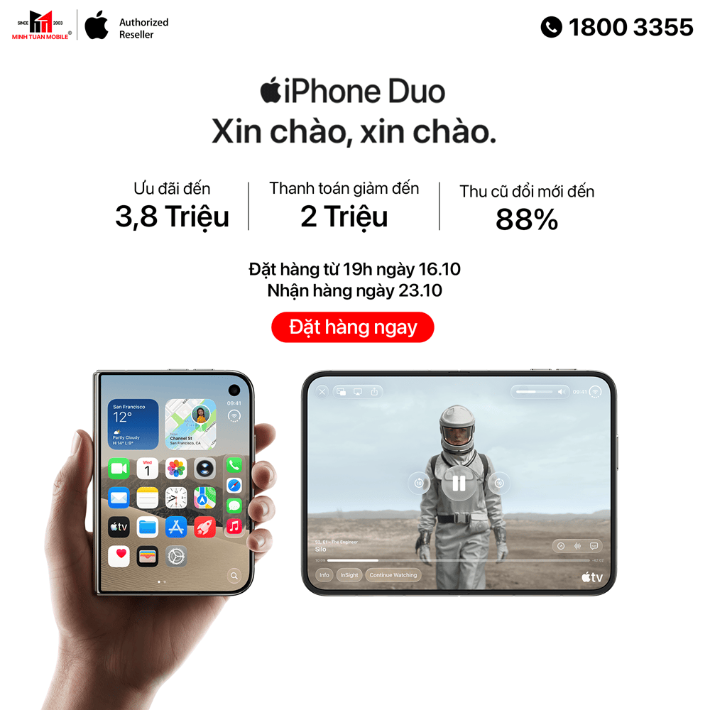 Minh Tuấn Mobile mở đặt hàng iPhone Duo, tặng quà và giảm giá phụ kiện Apple